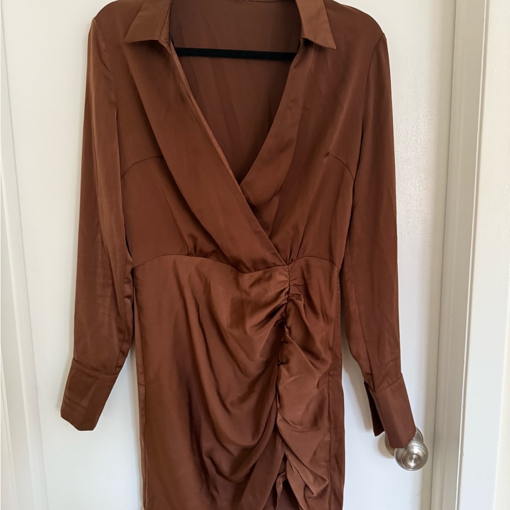 Pretty Darling Brown Satin Dress Size 6